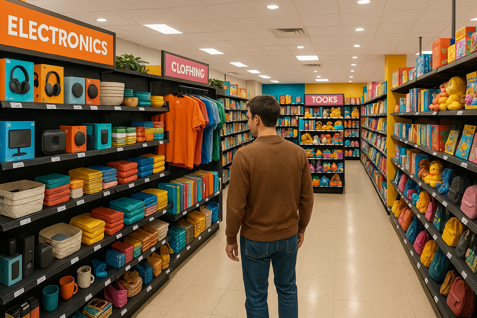 persona comprando en tienda de variados productos